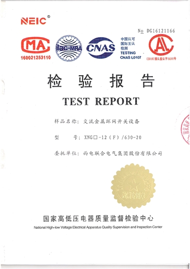 XGN-12/630A 環(huán)網(wǎng)開關(guān)設(shè)備（檢驗報告）