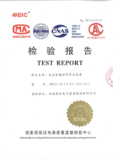 XGN-12/1250A 環(huán)網(wǎng)開關(guān)設(shè)備（檢驗報告）